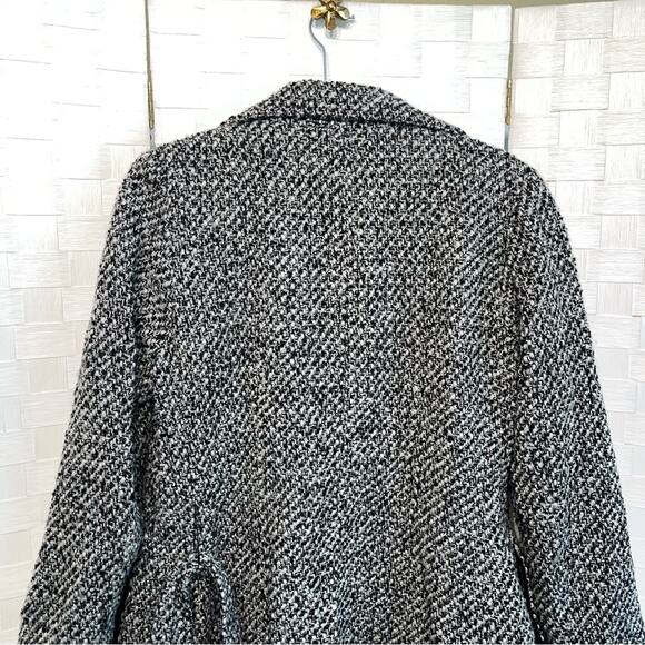 Calvin Klein Tweed Double Breasted Pea Coat Wool Blend Belted Jacket Womens 8 - Picture 14 of 16